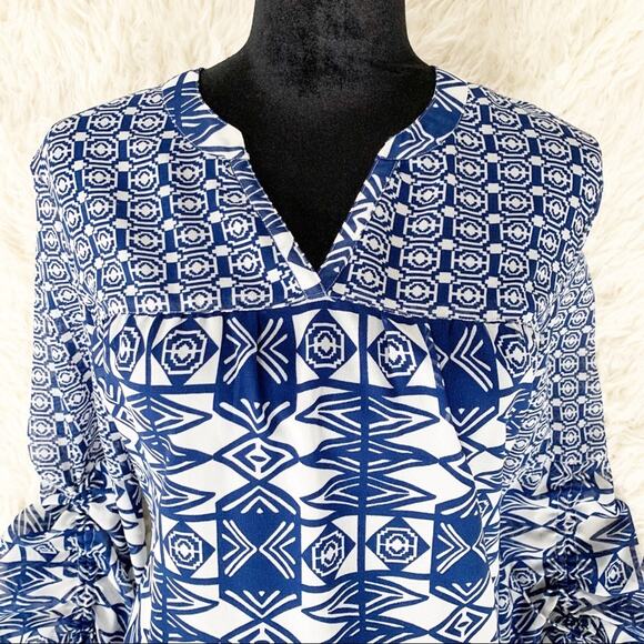 BEACHLUNCHLOUNGE Blue White Sheer Boho Blouse Top size Small - Picture 4 of 8